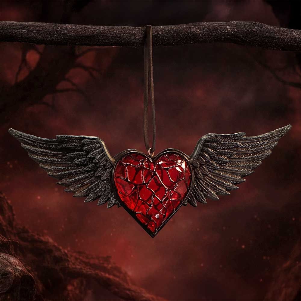 Nemesis Now - Black Winged Heart Hanging Ornament Christmas bauble - Multicolours